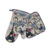 Paris butterfly potholder and oven mitt - white