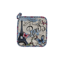 Paris butterfly potholder and oven mitt - white potholder