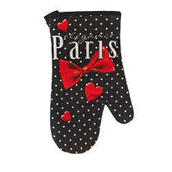 Paris bow tie potholder and oven mitt - black oven mitt