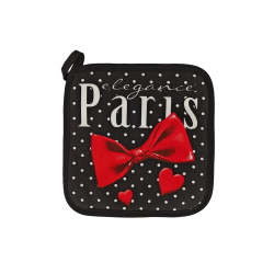 Paris bow tie potholder and oven mitt - black potholder