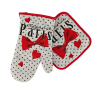 Paris bow tie potholder and oven mitt - white