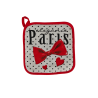 Paris bow tie potholder and oven mitt - white potholder